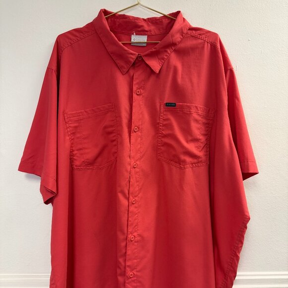 Columbia Button Up Men's Outdoor Short Sleeve Salmon Shirt 4X - Picture 1 of 7